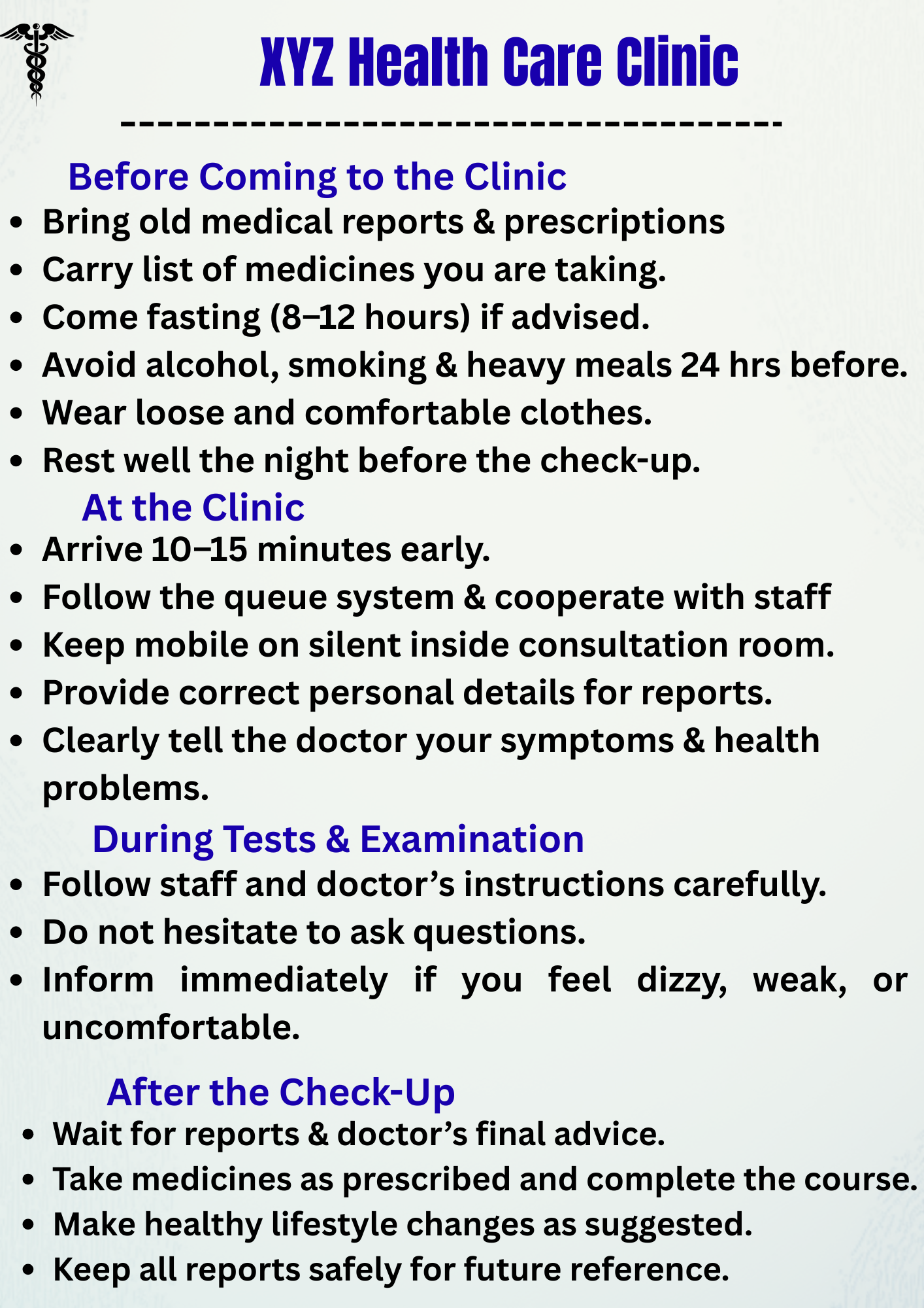 Clinic Notice Board (English)