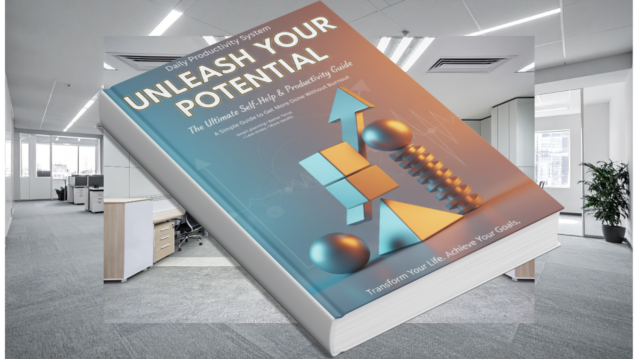 Daily Productivity System ebook cover showing a simple guide to getting more done without burnout